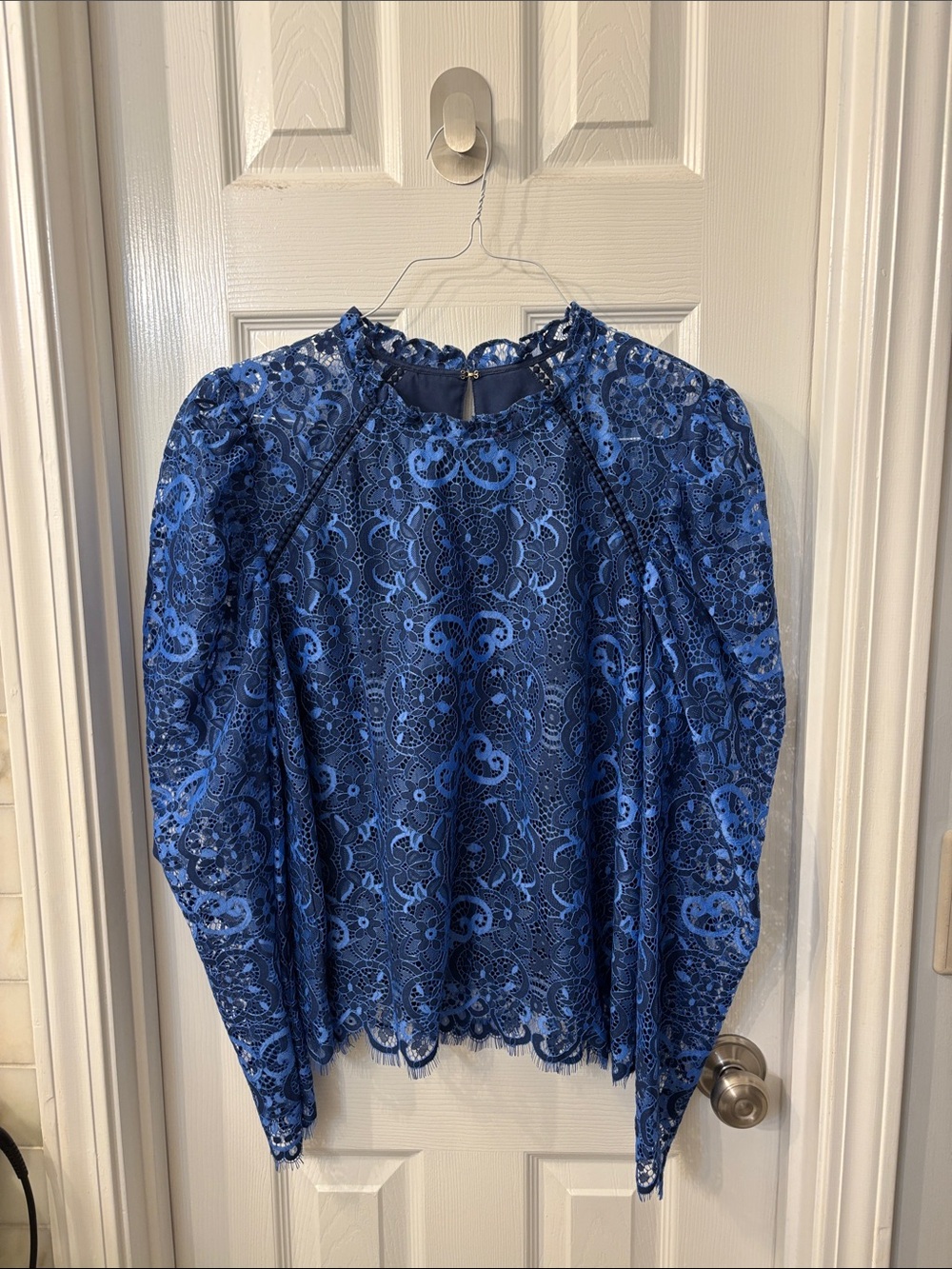 Lilly Pulitzer Royal Blue Lace Long-Sleeve Blouse
